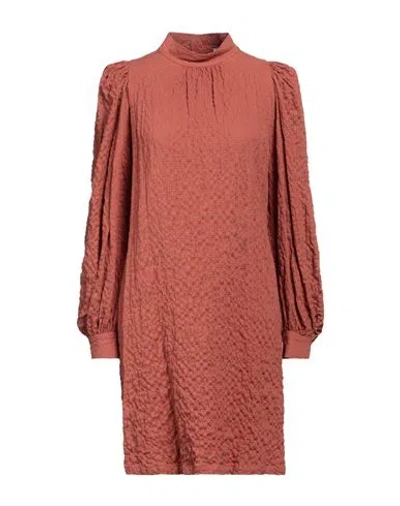 Alysi Woman Mini Dress Rust Size 4 Cotton, Elastane In Red