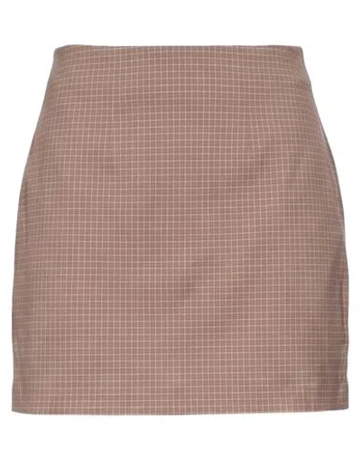 Alysi Woman Mini Skirt Light Brown Size 4 Viscose, Virgin Wool