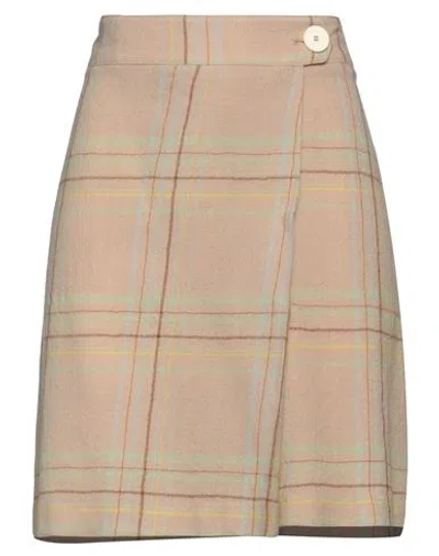 Alysi Woman Mini Skirt Sand Size 4 Virgin Wool In Beige