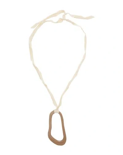 Alysi Woman Necklace Taupe Size - Metal In Gold