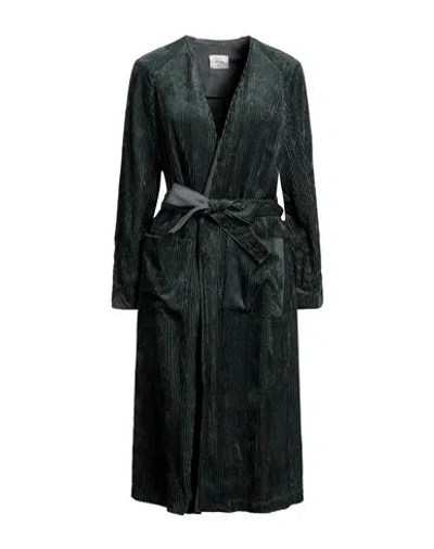 Alysi Woman Overcoat & Trench Coat Emerald Green Size 6 Viscose, Cotton, Hemp