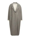 Alysi Woman Overcoat & Trench Coat Grey Size 6 Cotton, Virgin Wool