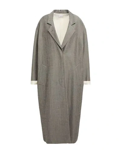 Alysi Woman Overcoat & Trench Coat Grey Size 6 Cotton, Virgin Wool