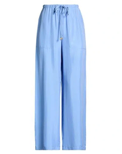 Alysi Woman Pants Azure Size 6 Silk In Blue