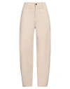 ALYSI ALYSI WOMAN PANTS BEIGE SIZE 27 COTTON, ELASTANE
