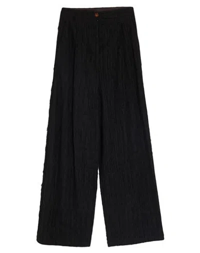 Alysi Woman Pants Black Size 2 Viscose, Polyester, Linen