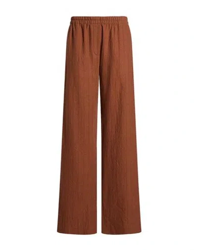 Alysi Woman Pants Brick Size 6 Virgin Wool In Brown