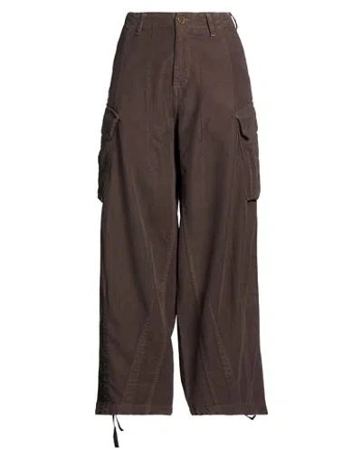 Alysi Woman Pants Brown Size 28 Cotton, Elastane