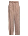 Alysi Woman Pants Brown Size 8 Cotton, Viscose, Silk In Brown