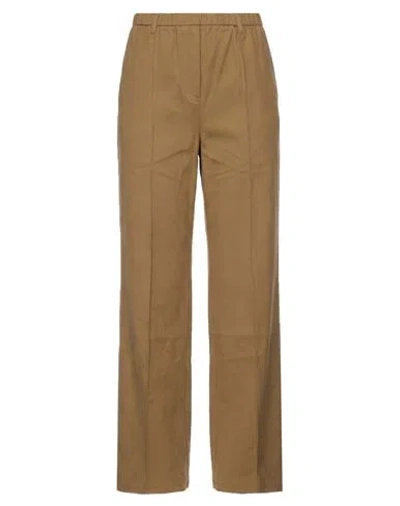 Alysi Woman Pants Camel Size 28 Cotton, Elastane In Brown