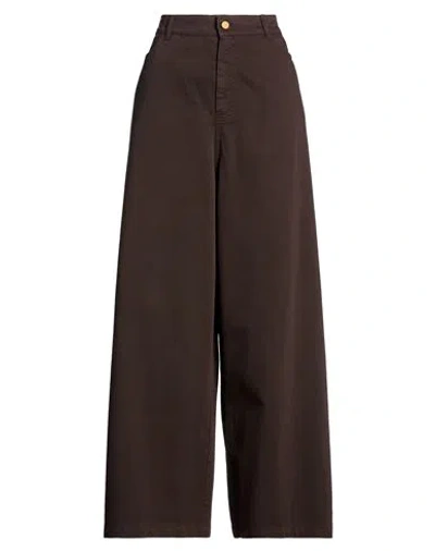 Alysi Woman Pants Chocolate Brown Size 30 Cotton