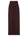 Alysi Woman Pants Chocolate Brown Size 6 Viscose, Linen In Brown