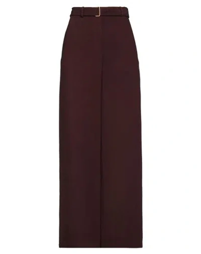 Alysi Woman Pants Chocolate Brown Size 6 Viscose, Linen