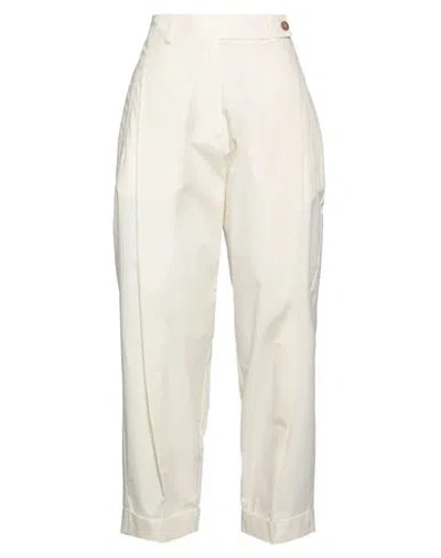 Alysi Woman Pants Cream Size 4 Cotton In White