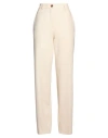 Alysi Woman Pants Cream Size 10 Polyester, Viscose, Elastane In White