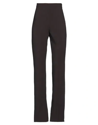 Alysi Crème Woman Pants Dark Brown Size 8 Polyester, Viscose, Elastane