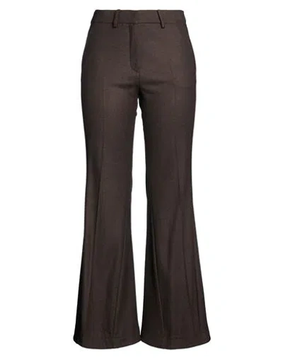 Alysi Woman Pants Dark Brown Size 8 Viscose, Wool, Polyester, Elastane