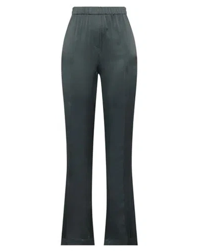 Alysi Woman Pants Dark Green Size 8 Silk