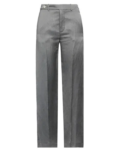 Alysi Woman Pants Grey Size 8 Linen, Cupro