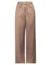 Alysi Woman Pants Khaki Size 2 Linen, Viscose In Beige