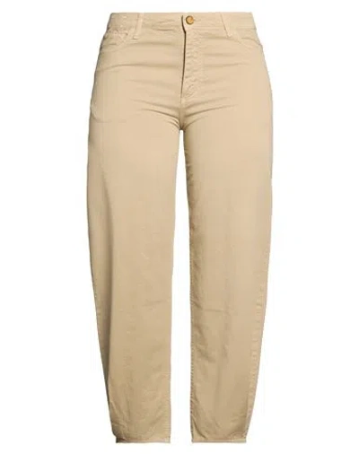 Alysi Woman Pants Khaki Size 26 Cotton In Beige