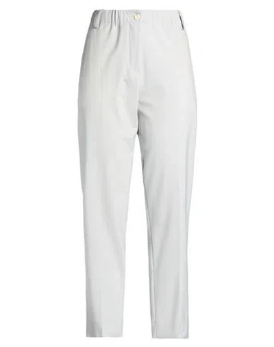 Alysi Woman Pants Light Grey Size 6 Virgin Wool, Elastane In White