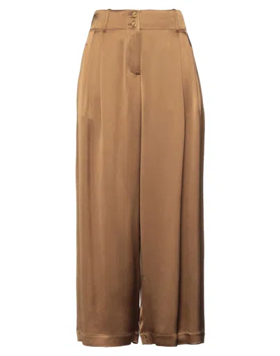 Alysi Woman Pants Military Green Size 4 Acetate, Viscose In Brown