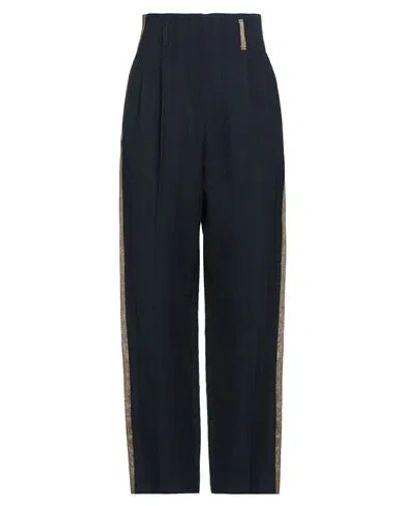 Alysi Woman Pants Navy Size 8 Cotton, Virgin Wool, Viscose, Acetate, Polyester