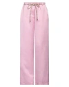 Alysi Woman Pants Pink Size 2 Linen, Viscose
