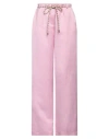 Alysi Woman Pants Pink Size 4 Linen, Viscose In Pink