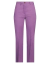 Alysi Woman Pants Purple Size 6 Linen, Viscose, Elastane