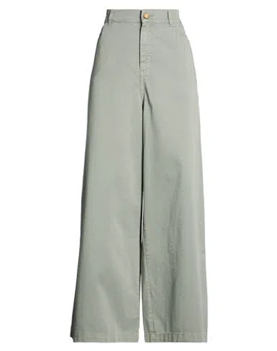 Alysi Woman Pants Sage Green Size 30 Cotton In Gray