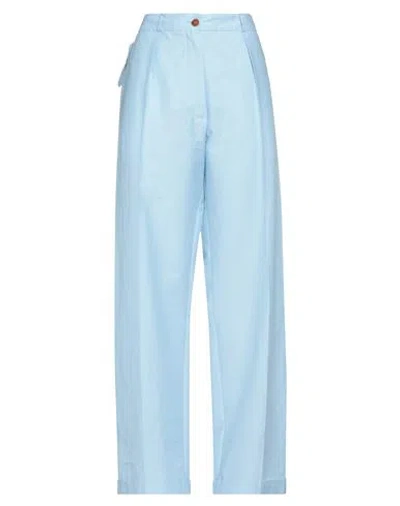 Alysi Woman Pants Sky Blue Size 10 Polyester, Cotton