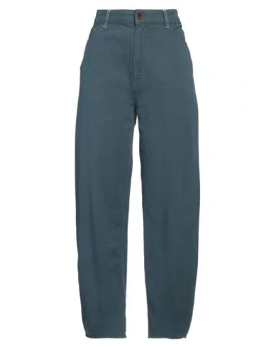 Alysi Woman Pants Slate Blue Size 27 Cotton, Elastane