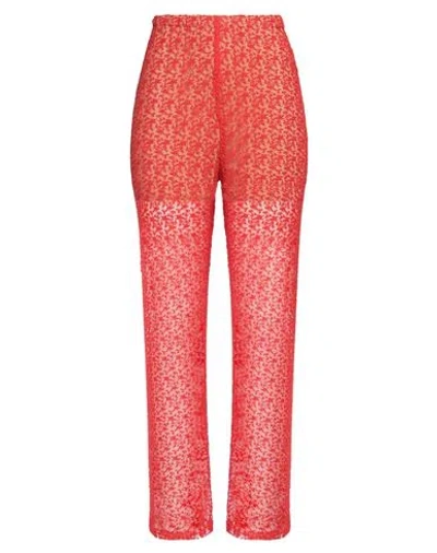 Alysi Woman Pants Tomato Red Size 6 Cotton, Polyamide