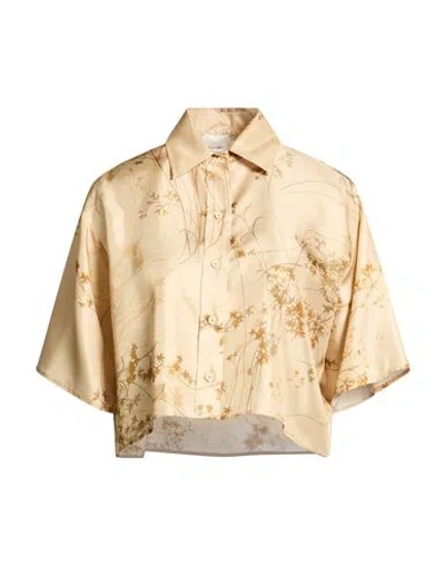 Alysi Woman Shirt Beige Size 6 Silk In Brown
