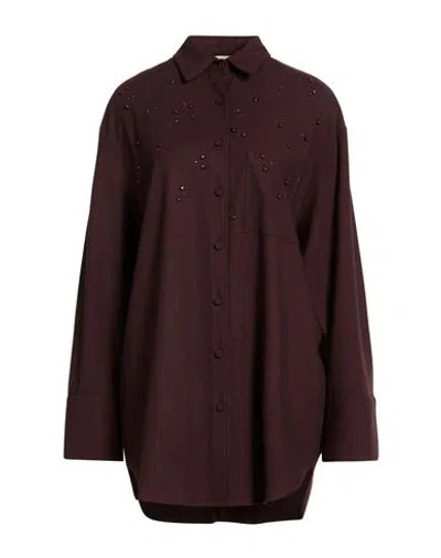 Alysi Woman Shirt Burgundy Size 6 Viscose, Polyester, Wool, Elastane In Brown
