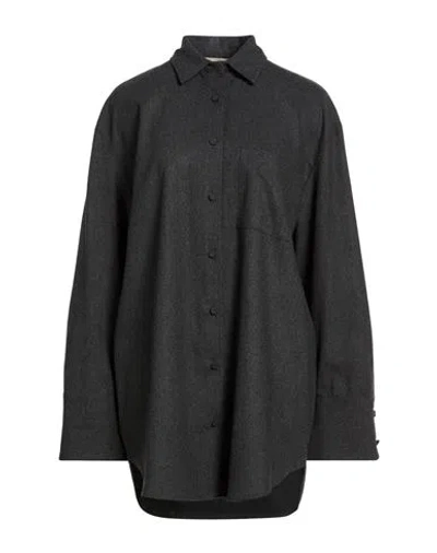 Alysi Woman Shirt Charcoal Size 6 Viscose, Polyester, Wool, Elastane In Gray