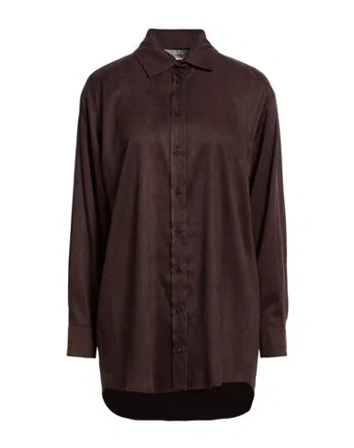 Alysi Woman Shirt Dark Brown Size 6 Polyester, Elastane In Burgundy