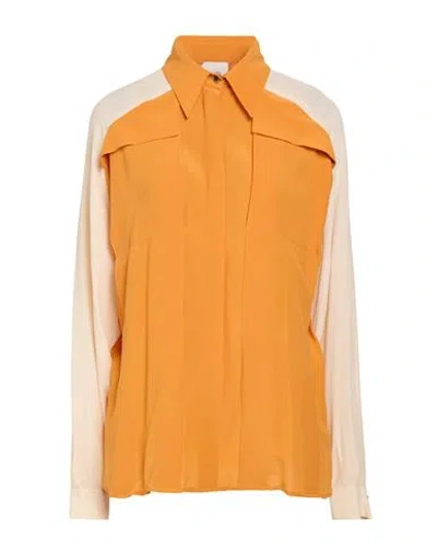 Alysi Woman Shirt Mandarin Size 8 Silk In Orange