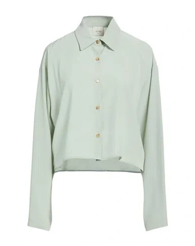 Alysi Woman Shirt Sage Green Size 6 Silk In Blue