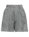 Alysi Woman Shorts & Bermuda Shorts Grey Size 2 Linen, Cupro In Grey