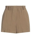 Alysi Woman Shorts & Bermuda Shorts Khaki Size 4 Lyocell, Linen In Beige