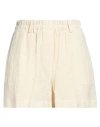 ALYSI ALYSI WOMAN SHORTS & BERMUDA SHORTS PASTEL YELLOW SIZE 4 LYOCELL, LINEN
