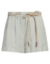 Alysi Woman Shorts & Bermuda Shorts Sage Green Size 6 Viscose, Linen