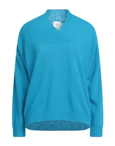Alysi Woman Sweater Azure Size L Merino Wool, Cashmere In Blue