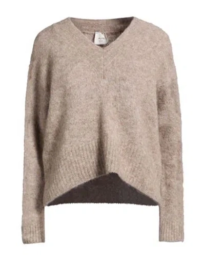 Alysi Woman Sweater Beige Size M Alpaca Wool, Polyamide, Virgin Wool, Elastane In Brown