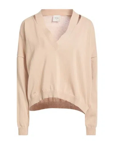 Alysi Woman Sweater Beige Size M Cotton In Neutral