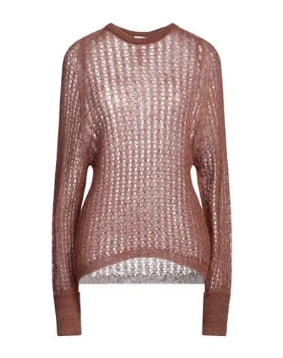 Alysi Woman Sweater Brown Size M Mohair Wool, Polyamide, Merino Wool