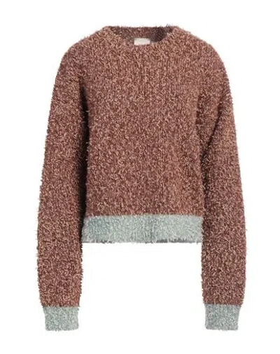 Alysi Woman Sweater Brown Size L Wool, Polyamide, Alpaca Wool